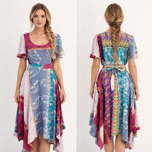 Anthropologie Plenty by TRACY REESE Size Medium Patchwork Scarf Hem Midi Dress